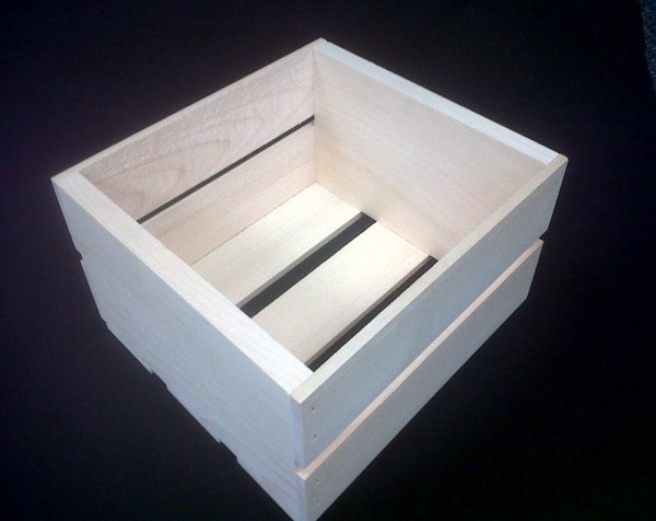 Custom wooden crate with slat bottom, designed for bulk orders in packaging, storage, and retail display applications.